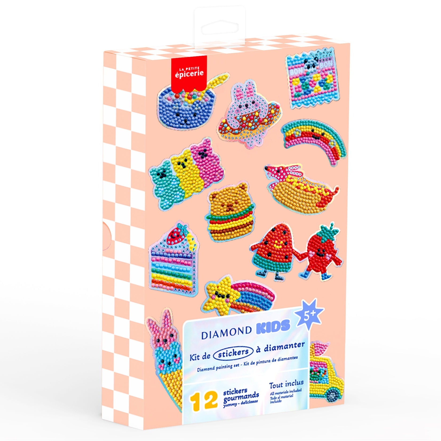 Lot de 12 stickers à diamanter Yummy - Kit Diamond Painting Kids