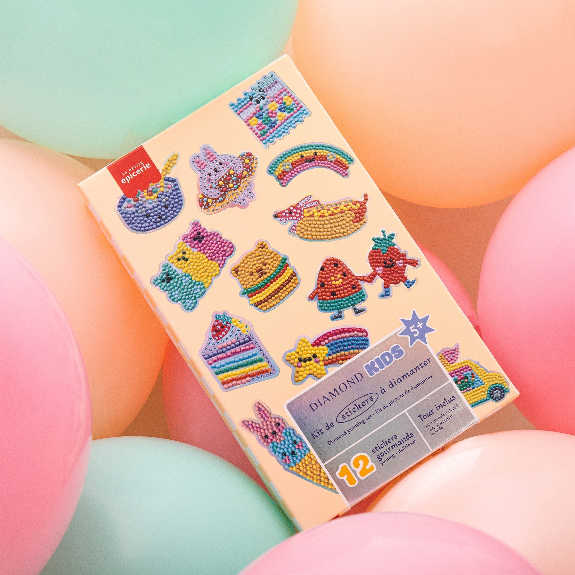 Lot de 12 stickers à diamanter Yummy - Kit Diamond Painting Kids